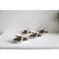 Vintage Espresso Tassen Set Riga Porzellan Floral Moka, 1970Er Jahre Vintage Espresso Tassen Set Riga Porzellan Floral Moka, 1970Er Jahre von MeadowSideVintage
