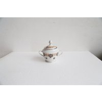 Vintage Rottweiler Rigaer Porzellanfabrik Fayence Zuckerdose Mit Deckel Blumen Geschirr Teekanne 1980Er Jahre Ersatz von MeadowSideVintage