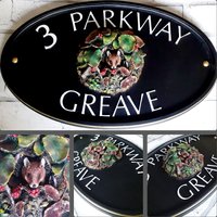 Handgemaltes Personalisiertes Festes Gießharz-Haus-Namens-Schild | Maus Im Nest Skulptur Maßgeschneiderte Unikate & Handarbeit, Verschiedene von Meadowplacesigns