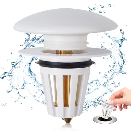 Meafeng Keramik Abflussstopfen, Universal Waschbeckenstöpsel Pop Up, Stöpsel Waschbecken für Aufsatzwaschbecken Badewannenstöpsel mit Anti Clogging Sieb(Ø 34-40mm) von Meafeng