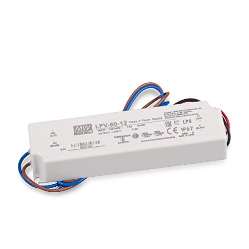 LED Netzteil Trafo Mean Well LPV-60-12 Schaltnetzteil, 12V / 5A / 60W IP67 LED Transformator von MeanWell