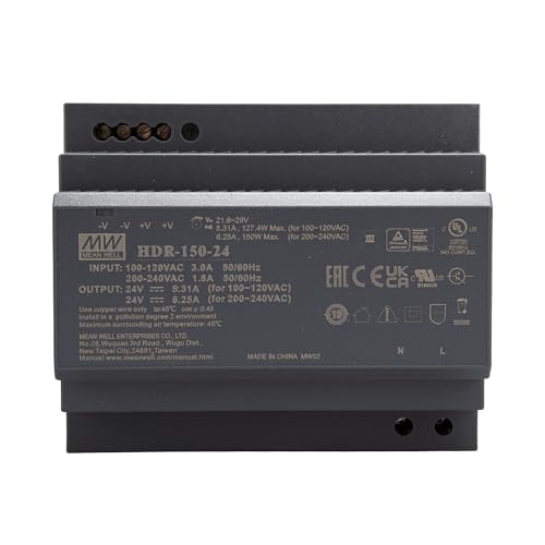 Mean Well HDR-150-24 Hutschienen-Netzteil (DIN-Rail) 24 V/DC 150W 1 x von MEAN WELL