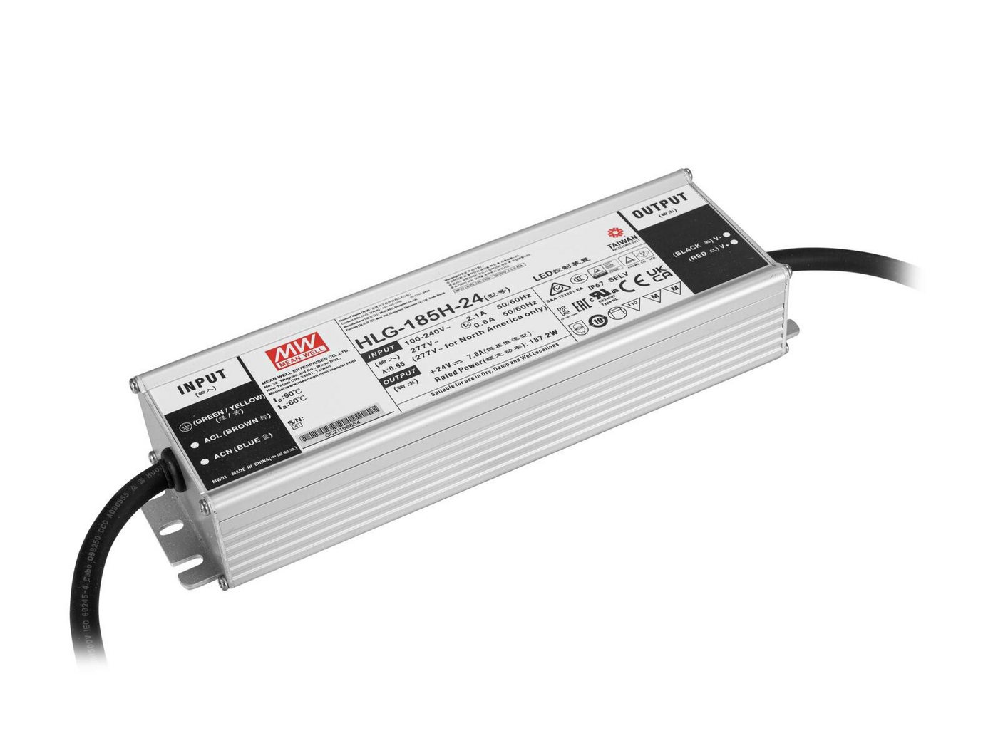 MeanWell MEANWELL LED-Netzteil 187W / 24V IP67 HLG-185H-24 LED Trafo MeanWell MEANWELL LED-Netzteil 187W / 24V IP67 HLG-185H-24 LED Trafo von MeanWell
