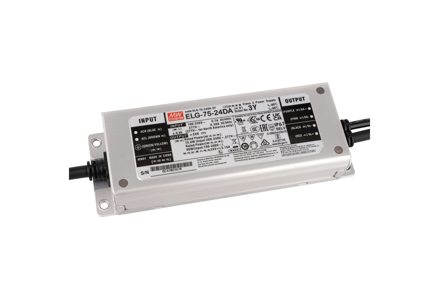 MeanWell Meanwell LED Power Supply IP67 75 W/24 V Dali ELG-75-V-24DA 3Y LED Trafo MeanWell Meanwell LED Power Supply IP67 75 W/24 V Dali ELG-75-V-24DA 3Y LED Trafo von MeanWell