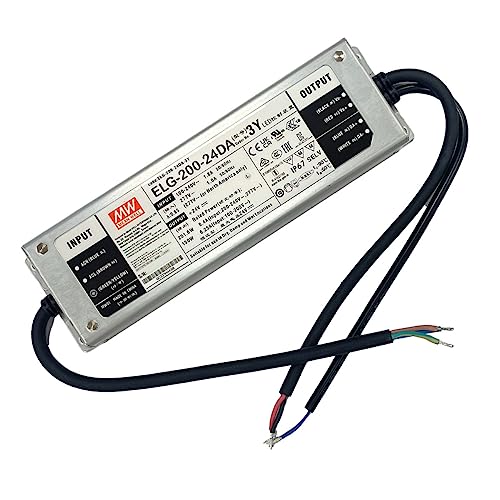 Transformator MeanWell Serie ELG 24 V, Version Dali, dimmbar mit DALI-Signal, Netzteil 24 V IP67, LED-Treiber DC und PS, Eingang 220 V und 110 V (ELG-200-24DA-3Y) von MeanWell