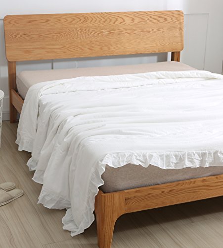 Meaning4 Weiße Bettbezug Deckenbezug Bettwäsche mit Saum Rüschen Baumwolle Einzelbett - größe 135 x 200CM von Meaning4