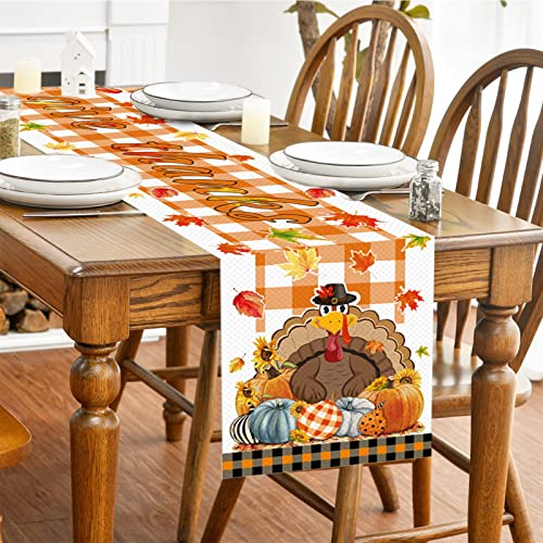 Herbst Tischläufer,Herbst Läufer Deckchen,Erntedankfest Herbst Themen Tischläufer,Tischläufer Herbst Ahornblätter,Leinen Herbst Tischläufer,Herbstfeste Wohnkultur Thanksgiving Party,32x180cm von Meanju