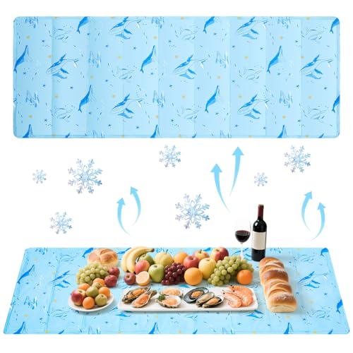 Meanplan 45 x 119,9 cm große, wiederverwendbare gefrierbare Eismatten für Buffet-Tisch, Kühltabletts, Kühlteller für Lebensmittel, Käse, Delikatessen, Fleisch, Gemüse, Teller, hält Lebensmittel kalt von Meanplan
