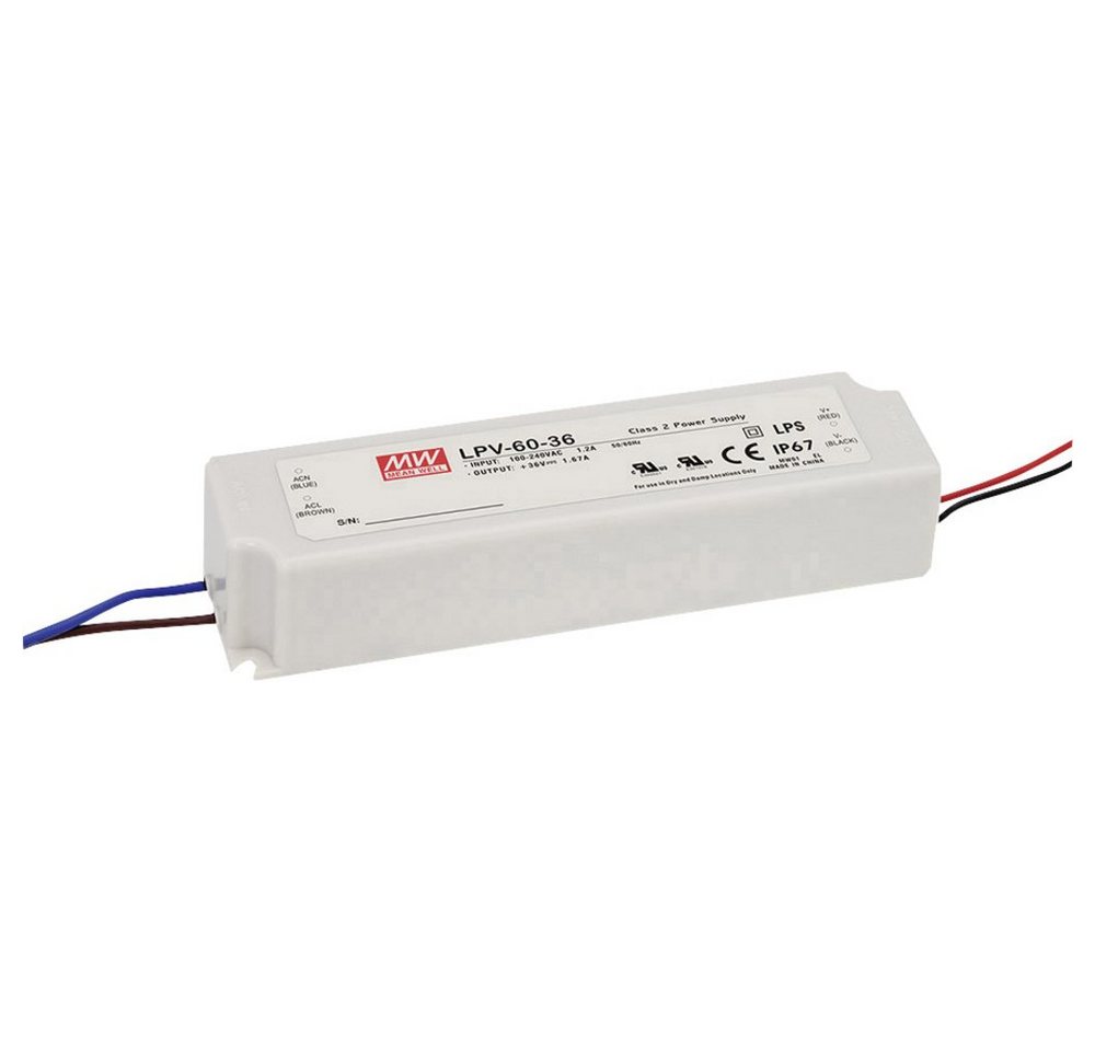 MeanWell MEAN WELL LPV-60-24 LED-Trafo Konstantspannung 60 W 0 - 2.5 A 24 V/DC LED Trafo MeanWell MEAN WELL LPV-60-24 LED-Trafo Konstantspannung 60 W 0 - 2.5 A 24 V/DC LED Trafo von Meanwell