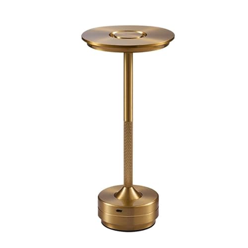 Meanyee Drahtlose Tischlampe Metall Tischlampe Wasserdicht Dimmbar Wiederaufladbar Tischlampe (Gold) von Meanyee