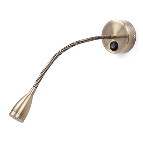 Meanyee Flexible Wandleseleuchten/Nachttischlampe mit Schalter, 1 * 3 Watt LED, Bronze von Meanyee