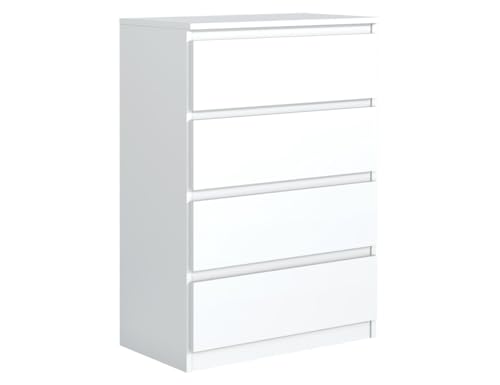 MebLocker Kommode mit 4 Schubladen Ideal für Wohnzimmer, Schlafzimmer, Kinderzimmer, Jugendzimmer und Büro Moderne Elegante Lösung für stilvolle Aufbewahrung (Weiß) von MebLocker