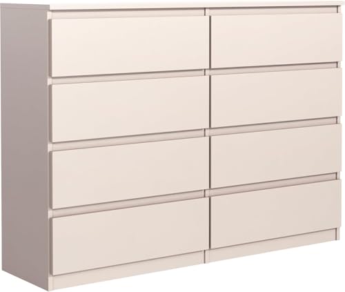MebLocker Kommode mit 8 Schubladen 120 cm Ideal für Wohnzimmer, Schlafzimmer, Kinderzimmer, Jugendzimmer und Büro Moderne Elegante Lösung für stilvolle Aufbewahrung Kaschmir von MebLocker