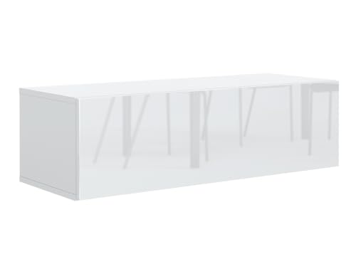 MebLocker TV Lowboard Hängeschrank TV Board hängend 100cm Hängeboard, TV-Schrank Lowboard Hängeschrank Wandschrank Wohnwand für Wohnzimmer Fernsehtisch Tv möbel modern Design (weiß glänzend) von MebLocker