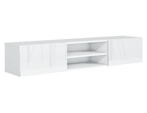 MebLocker TV Schrank Hängeschrank TV Board hängend 120cm Hängeboard, TV-Schrank Lowboard Hängeschrank Wandschrank Wohnwand für Wohnzimmer Fernsehtisch Tv möbel modern Design (Weißer Glanz) von MebLocker