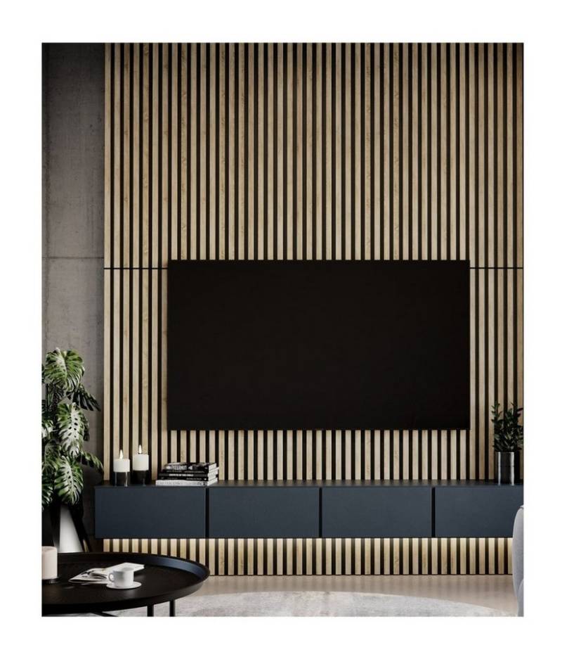 Mebano 3D Wandpaneel 132cm Set aus 4 Akustikpaneelen – Stilvolle Lamellenwand auf Filz, (Gestalte dein Zuhause selbst und mit kleinem Budget – kreativ, individuell und günstig, 4-tlg., Preis bezieht sich auf 1 Packung mit 4 Paneelen) Nachhaltiges Material, einfache Montage, effektive Schalldämmung von Mebano