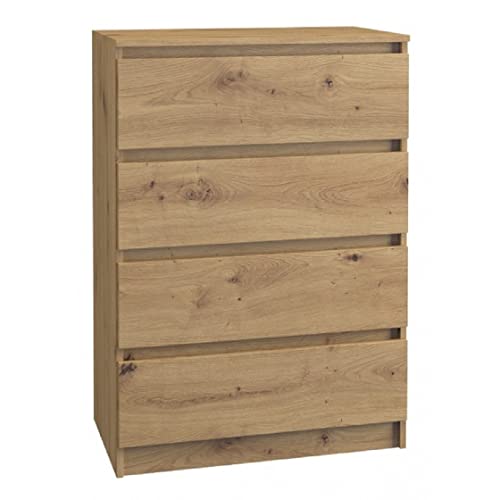 Kommode 70x40 Eiche Artisan 4 Schubladen geräumig Kommodenschrank Schubladenkommode Schlafzimmer Wohnzimmer Badezimmer Kinderzimmer (Eiche Artisan, M4 70 cm) von Mebel