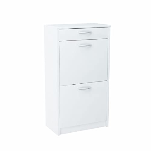 Meblando Schuhschrank Schuhregal - schuhkipper schmal + shauflade, 92 x 50 x 28 cm, Schuhkommode Schuhregal für Flur - Shoe Cabinet, Holzmöbel-Einheit (Weiss) von Meblando