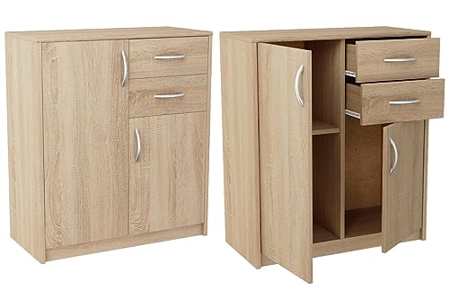 Meble Bestseller Kommode mit Schubladen, Schrank 2 Schubladen K020 (Breite 74 cm, Höhe 85 cm, Tiefe 35 cm) in Sonoma Eiche von Meble Bestseller