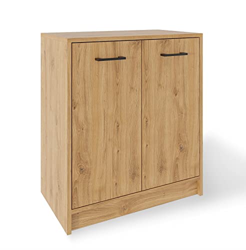 Meble Pitus Kommode Mit Türen - Sideboard Eiche Ohne Schubladen - Sideboard Büro 80x70x40 - Standschrank - Mehrzweckschrank Beistellschrank von Meble Pitus