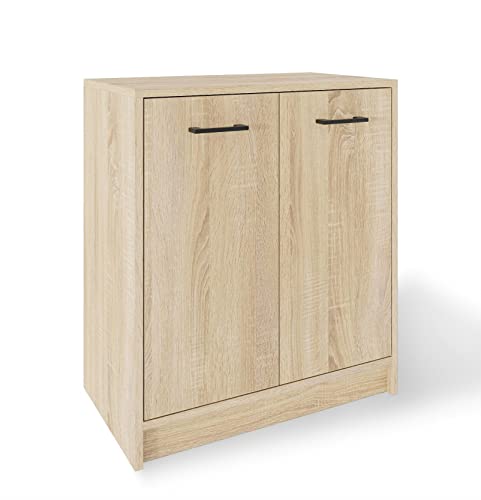 Meble Pitus Kommode Mit Türen - Sideboard Sonoma Eiche Ohne Schubladen - Sideboard Büro 80x70x40 - Standschrank - Mehrzweckschrank Beistellschrank von Meble Pitus