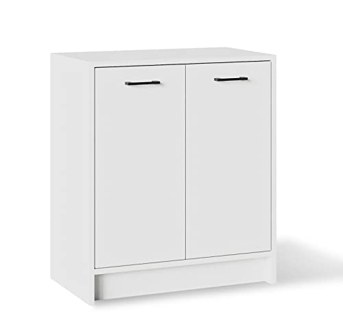 Meble Pitus Kommode Mit Türen Weiß Ohne Schubladen - Sideboard Büro 80 x 70 x 40 - Standschrank - Mehrzweckschrank Beistellschrank von Meble Pitus