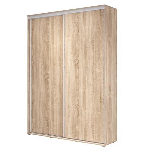 Meble Slupia Kleiderschrank mit Schiebetüren ZUZA - 160 x 242 x 45 cm Möbel Zum Schlafzimmer, Vorraum, Garderobe, Schiebetüren Kleiderstange Einlegeböden - Laminierte Platte, Eiche Sonoma von Meble Slupia