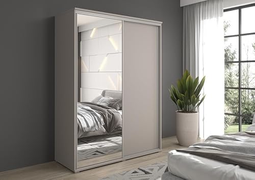 Meble Słupia - Kleiderschrank - Schlafzimmerschrank - BxHxT 160x202x61 cm - Schrank mit Spiegel und Schiebetüren, 2 Kleiderstangen - Beschläge in Silber - Garderobenschrank Gaja - Kaschmir Meble Słupia - Kleiderschrank - Schlafzimmerschrank - BxHxT 160x202x61 cm - Schrank mit Spiegel und Schiebetüren, 2 Kleiderstangen - Beschläge in Silber - Garderobenschrank Gaja - Kaschmir von Meble Slupia
