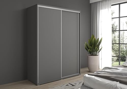 Meble Słupia - Kleiderschrank - Schlafzimmerschrank - BxHxT 190x202x61 cm - Schrank mit Schiebetüren, 2 Kleiderstangen und Fächern - Beschläge in Silberfarbe - Garderobenschrank Gaja - Anthrazit Meble Słupia - Kleiderschrank - Schlafzimmerschrank - BxHxT 190x202x61 cm - Schrank mit Schiebetüren, 2 Kleiderstangen und Fächern - Beschläge in Silberfarbe - Garderobenschrank Gaja - Anthrazit von Meble Slupia