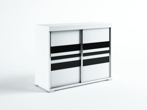 Meble Slupia Kommode Diego mit Schiebetüren - 120 cm Breit - Modern Robust - für Schlafzimmer, Flur, Wohnzimmer - Holzwerkstoff - Weiß Meble Slupia Kommode Diego mit Schiebetüren - 120 cm Breit - Modern Robust - für Schlafzimmer, Flur, Wohnzimmer - Holzwerkstoff - Weiß von Meble Slupia