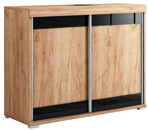Meble Slupia Kommode Diego mit Schiebetüren - 140 cm Breit - Modern Robust - für Schlafzimmer, Flur, Wohnzimmer - Holzwerkstoff - Craft Gold Meble Slupia Kommode Diego mit Schiebetüren - 140 cm Breit - Modern Robust - für Schlafzimmer, Flur, Wohnzimmer - Holzwerkstoff - Craft Gold von Meble Slupia