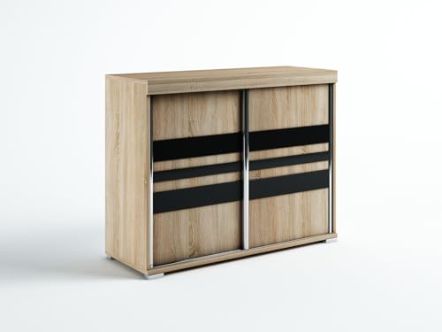 Meble Slupia Kommode Diego mit Schiebetüren - 140 cm Breit - Modern Robust - für Schlafzimmer, Flur, Wohnzimmer - Holzwerkstoff - Sonoma Eiche Meble Slupia Kommode Diego mit Schiebetüren - 140 cm Breit - Modern Robust - für Schlafzimmer, Flur, Wohnzimmer - Holzwerkstoff - Sonoma Eiche von Meble Slupia