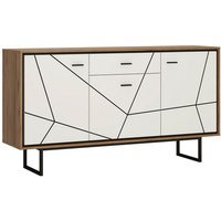 Sideboard Brolo Eiche Cleveland Nachbildung weiß Hochglanz schwarz B/H/T: ca. 167x90x40 cm von XXXL