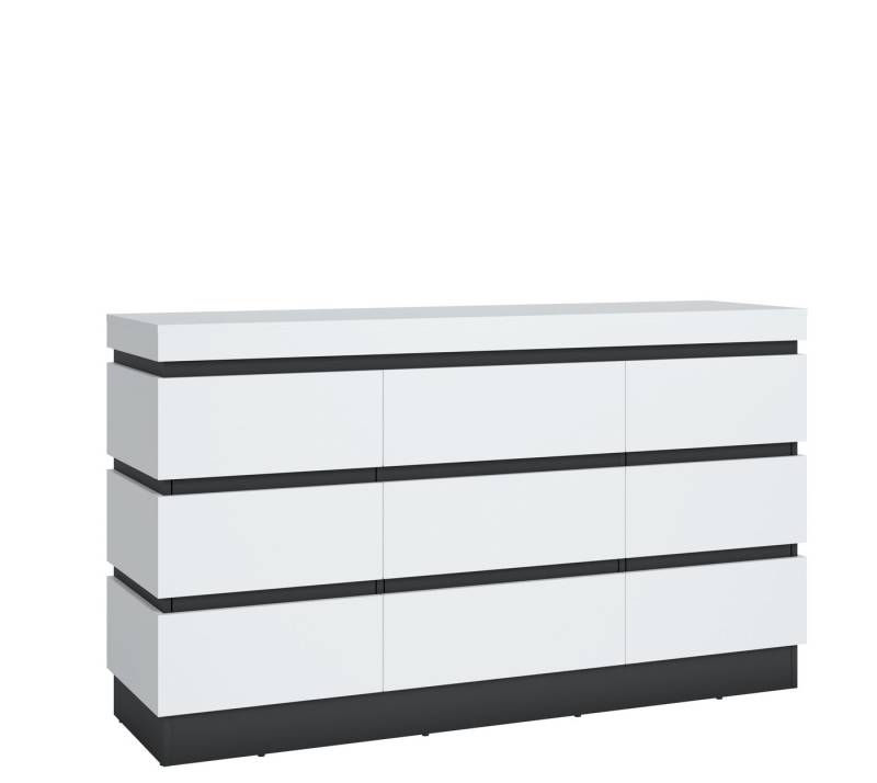 Meble Wójcik Kommode 3 Türen, 1 Schub, Alpinweiß / Anthrazit - 161x93x45cm (BxHxT) von Meble Wójcik