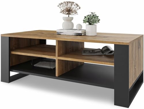 Meble Pitus Couchtisch - Wohnzimmertisch Modern - Couchtisch mit Stauraum 90 x 50 x 50cm - Tisch für Wohnzimmer - Retro-Holz von MeblePitus.pl