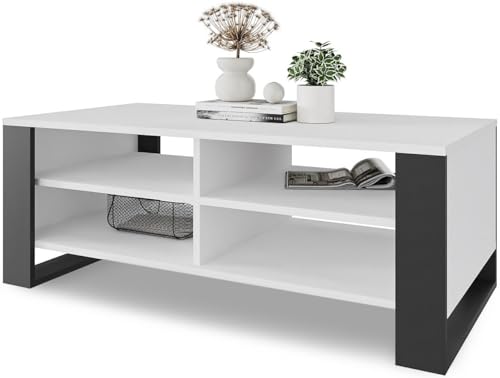 Meble Pitus Couchtisch - Wohnzimmertisch Modern - Couchtisch mit Stauraum 90 x 50 x 50cm - Tisch für Wohnzimmer - Weiß von MeblePitus.pl