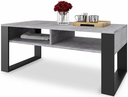 MeblePitus.pl Eleganter Couchtisch 120x60 cm - Boho Style - Offenes Doppelregal - Die perfekte Deko Wohnzimmer für Ihr Zuhause - große Oberfläche - Aus strapazierfähigen Sofatisch Materialien von MeblePitus.pl