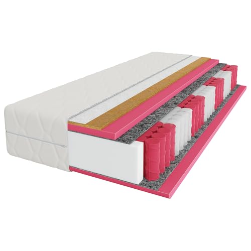 Mebligo - Matratze 90x200 cm, Taschenfederkernmatratze, Höhe 23 cm, Härtegrad H3/H4, Oko-Tex Zertifiziert, 7 Zonen Matratze mit Kokosmatte - Prestige Sleep Serie von Mebligo