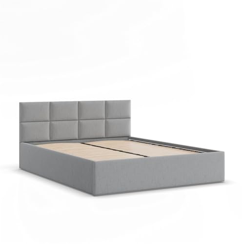 Mebligo - Borgo Gepolstertes Bett mit Kopfteil 140x200 cm, Grau von Mebligo