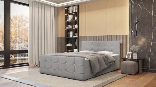 Mebligo Boxspringbett mit Bettkasten Trento | Polsterbett Bett mit Kopfstütze | Bonell-Federkernmatratze mit oder ohne Topper (Enjoy New 21, 160x200 mit Topper) von Mebligo