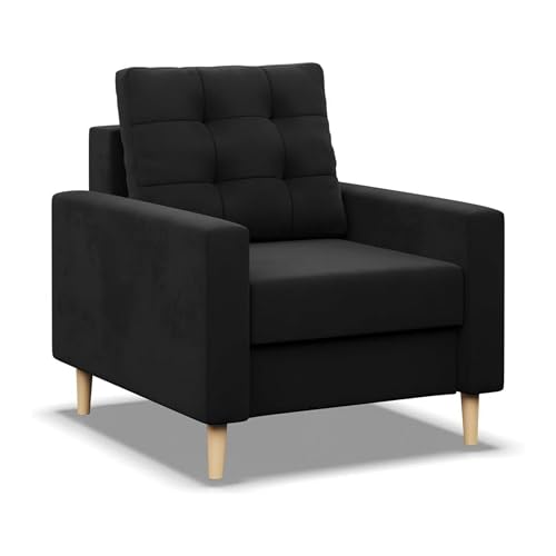Mebligo - Sessel Wohnzimmer Blank, Sessel mit Schaumstoffpolsterung, Einfacher Relaxsessel, Fernsehsessel im Skandinavischen, Loungesessel Moderne, Sessel & Stühle - schwarz (Mikrofaser 15) von Mebligo
