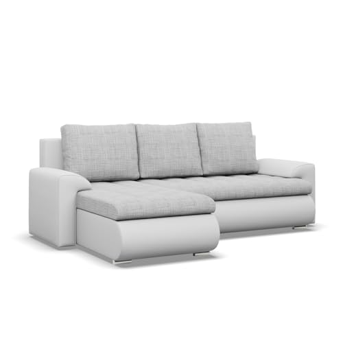 Mebligo - Ecksofa mit Schlaffunktion und 2 Bettkasten Grau + Grau 230x89x159 (BxHxT) FORESTA - Links Eckcouch, Sofas & Couches, Couch L Form, Cauchsofa, Sofa Wohnzimmer von Mebligo