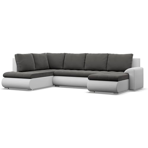 Mebligo - Ecksofa mit Schlaffunktion und 3 Bettkasten FORESTA 300x89x200 (BxHxT) Dunkelgrau + Grau - Ottomane Links Eckcouch, Couch U Form, Sofa Wohnzimmer, Sofas & Couches, Eckschlafsofa von Mebligo
