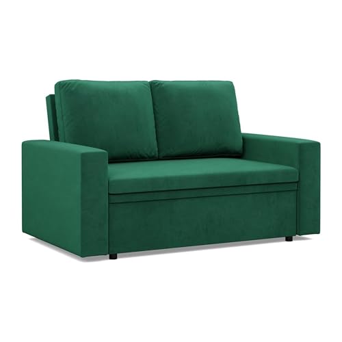 Mebligo - NEO Kollektion Sofa 2 Sitzer Mit Schlaffunktion 148 x 90 x 87 cm, Schlafsofa Mit Bettkasten, Kleines Wohnzimmersofa Grün von Mebligo