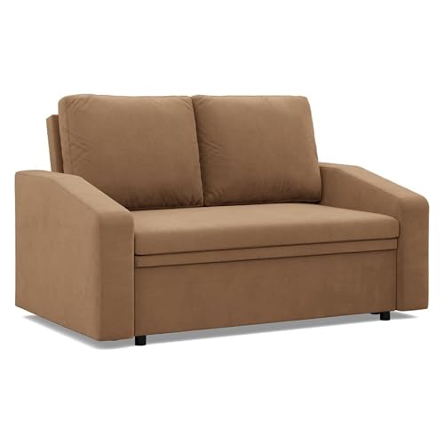 Mebligo - Sofa 2 Sitzer Mit Schlaffunktion 148 x 90 x 87 cm NEO-Kollektion, Klein Schlafsofa Mit Bettkasten, Wohnzimmer, Kleines Braun von Mebligo