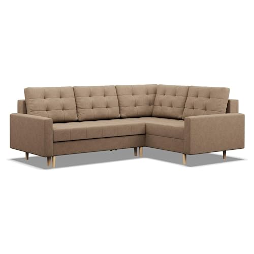 Mebligo - Ecksofa mit Schlaffunktion und Bettkasten Elma, Eckcouch mit Ottomane Rechts, Sofa L Form (BxTxH) 223 x 172 x 88 cm, Couch Wohnzimmer, Ecke Sofa, Braun (Lux 2) von Mebligo