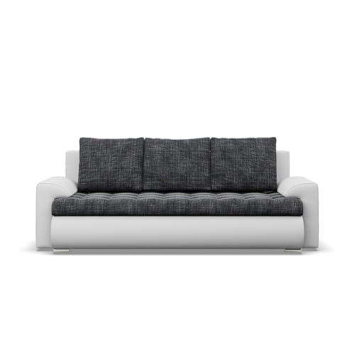 Mebligo Sofa 3-Sitzer mit Schlaffunktion, Schwarz + Grau von Mebligo
