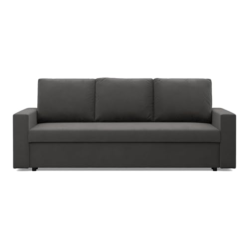 Mebligo - Sofa 3 Sitzer mit Schlaffunktion 220 x 92 x 85 cm NEO Kollektion, Sofa Klein Schlafsofa mit Bettkasten, Sofa Wohnzimmer, Sofa 3 Sitzer und 2 Sitzer, Grau von Mebligo