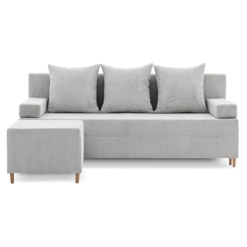 Mebligo Sofa MIT SITZPOUF, SCHLAFFUNKTION, FIREZE, Grau von Mebligo