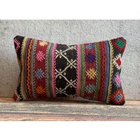 12x20 Dekoratives Kelim Kissen, Boho Deko Kissen Bezug, Kilim Kissenbezug No3046 von MeboPillow